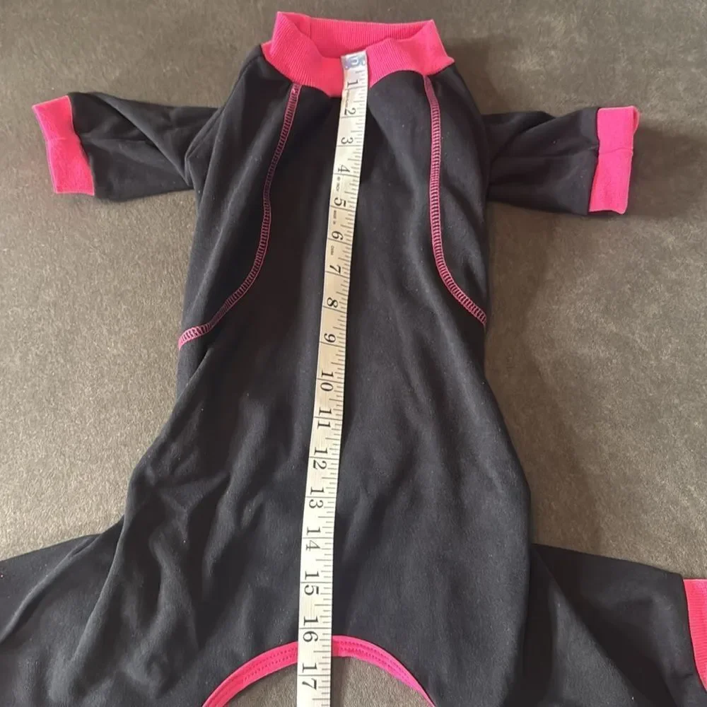Dog One Piece Jumpsuit Pajamas Black and Pink Size XXL for Small Dogs NEW